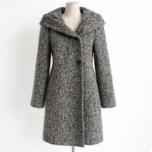 Calvin Klein Wool Blend Boucle Hooded Coat, Gray, 6